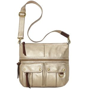 FOSSIL Gold Morgan Traveler Large Crossbody
